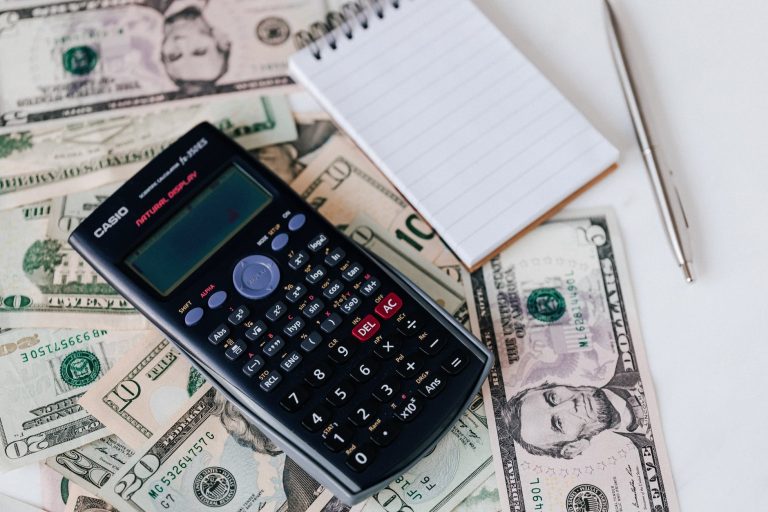 Calculator and notepad and money